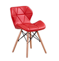 Pre-assembled Padded Dinging Chair With Solid Wooden Legs - PU Leather - Red