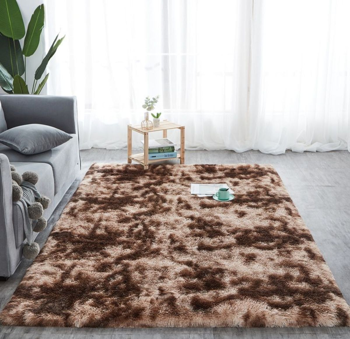 Fluffy Carpet/Rug -Dark Brown Mix