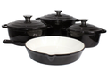 7-Piece Premium White Ceramic Cast Iron Dutch Oven & Cookware Set - Black