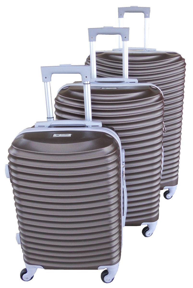 3 Piece Hard Outer Shell Lightweight Luggage Set - Brown