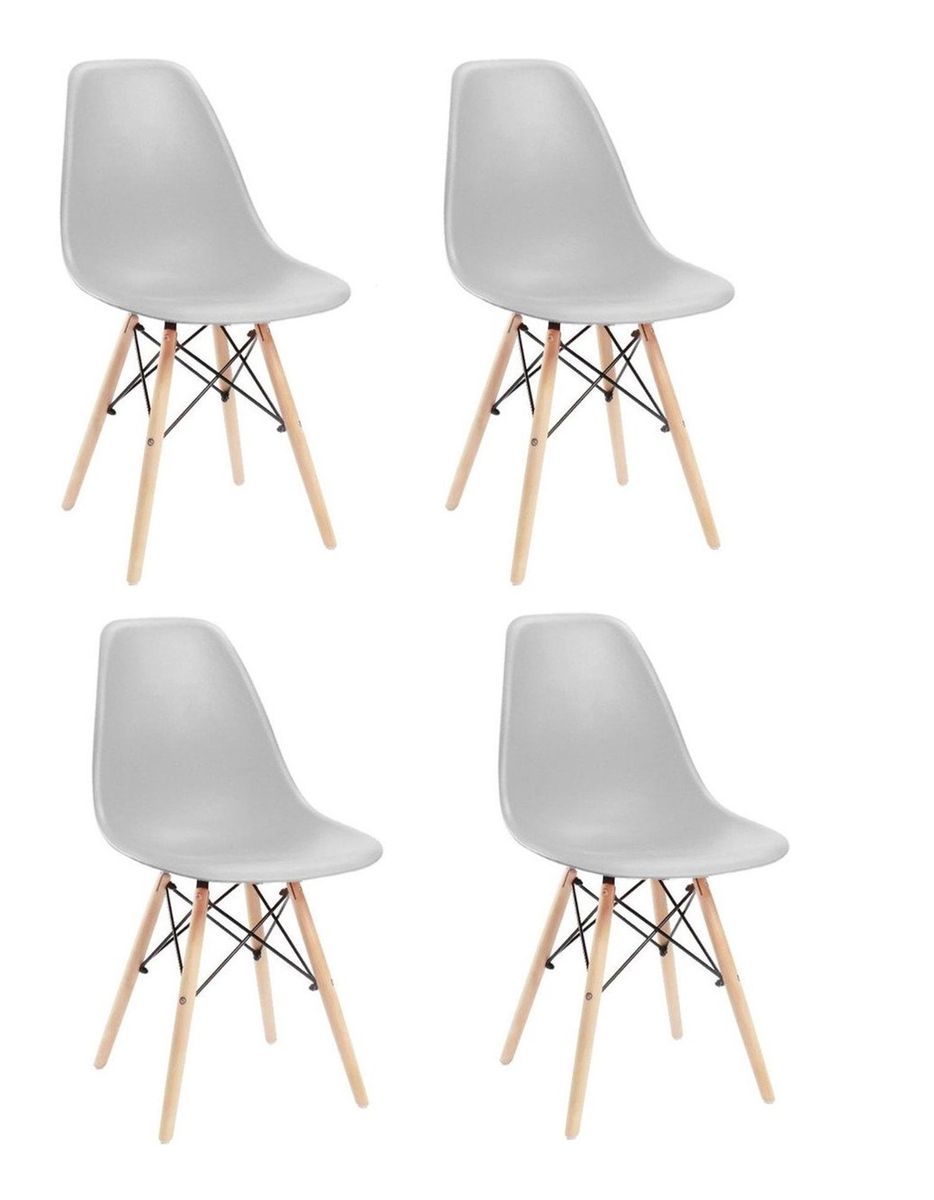 Dining Chairs - Wooden Leg - Four Pack - Grey Colour