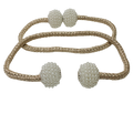 2PC Fine Magnetic Pearl Curtain Tieback - Gold