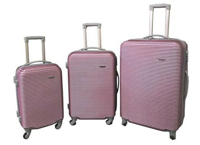 3 Piece Hard Outer Shell Luggage Set - Dark Pink
