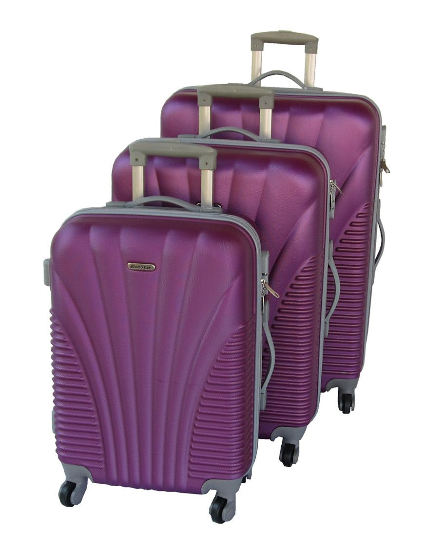 3 Piece Blue Star Luggage Set - Purple