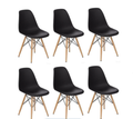 6 Wooden Leg Chairs - Black