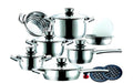 Quality Premium 16 Piece Cookware Set- Steel