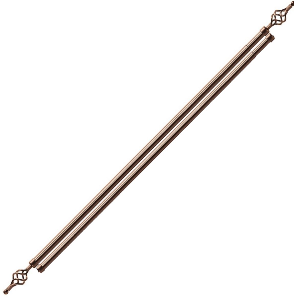 Expandable Curtain Double Rod With Twisted Cage Finial - 3m & IYWA Tieback - Bronze