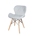 Bright Diamond Padded chairs with wooden legs - White