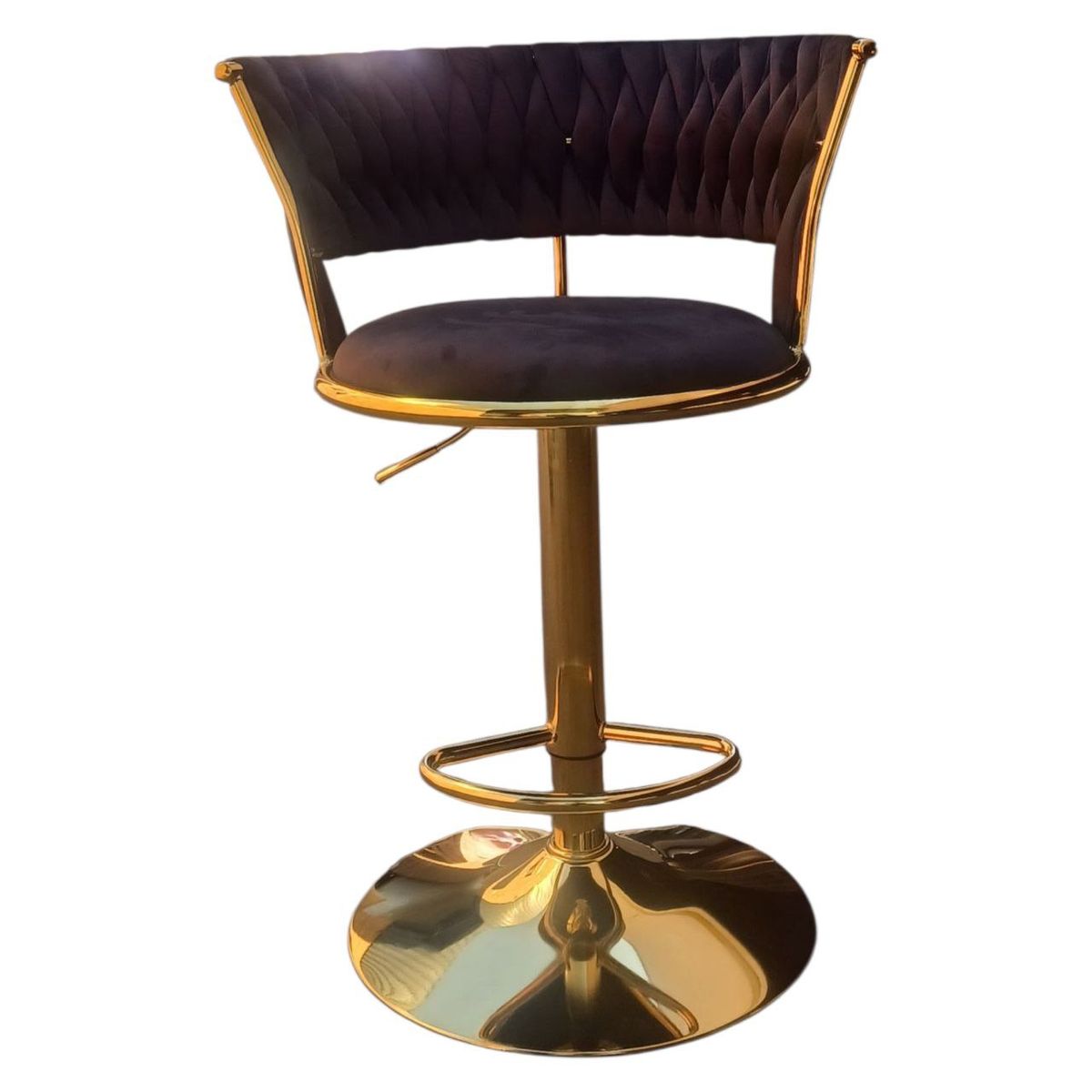 Luxury Velvet Bar Chair - Gold Base