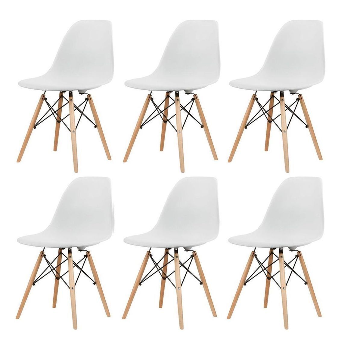 Wooden Leg Dining Chairs - Six Pack - Yellow Colour - White