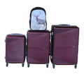3-Piece ABS Hard Shell Luggage Set + Deer Backpack - Purple