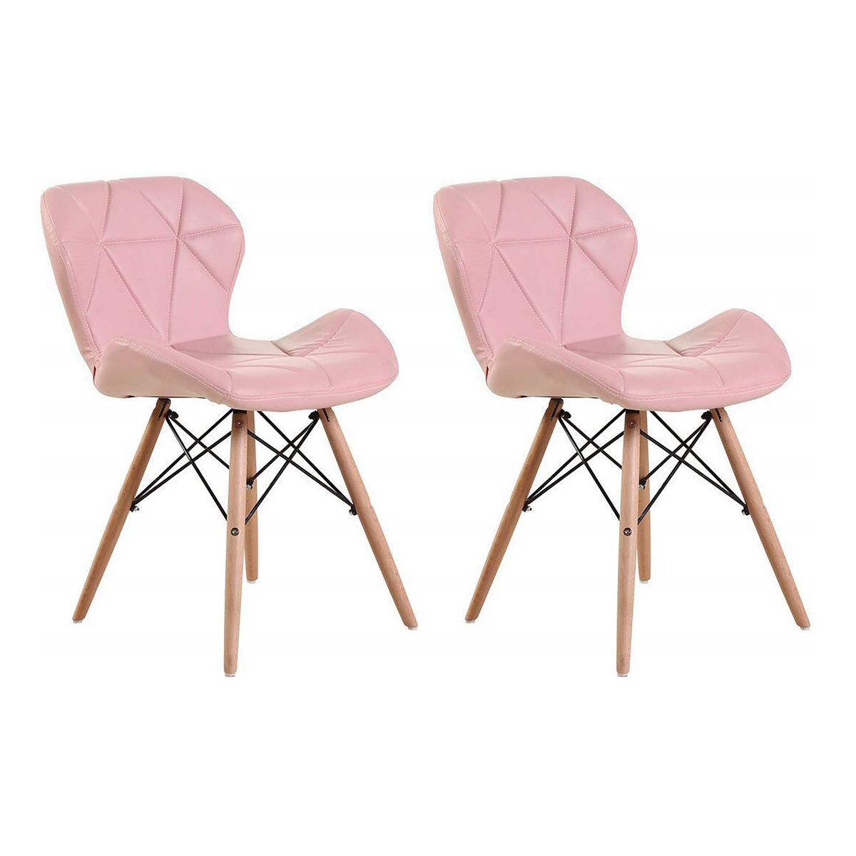2 Piece Of Multifunctional Scandinavian Butterfly Design Ergonomic Chair Set - Pink