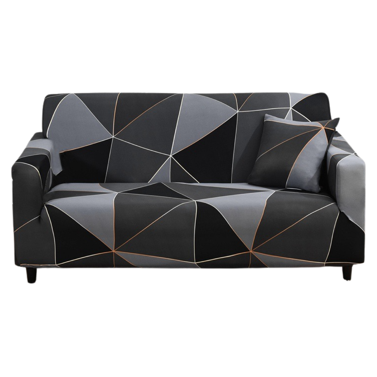Decorative Elastic Couch Cover - Black Diamond Design - 185 cm