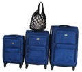 Navy 3-Piece Spinner Luggage Set with Black Mesh Tote - Travel Combo