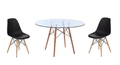 3 Piece Glass Table and Black Wooden Leg Chairs