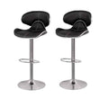 Bar Stools / Breakfast Kitchen Counter Chairs - 2 Pack - Black