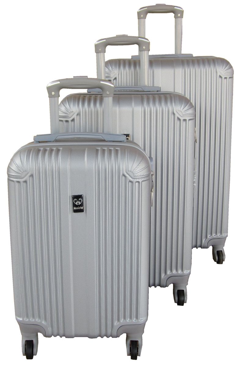3 Piece Mooistar 27 inch Travel Luggage Suitcase Bag Set - Silver