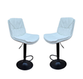 Soft Padded Perla Black Based Bar Stool - 2 Piece - White