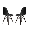 Modern Black Wooden Leg Chairs - 2 Piece