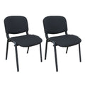 SMTE - Black Fabric Dining Chair - Padded Seat Metal Frame - Set Of 2
