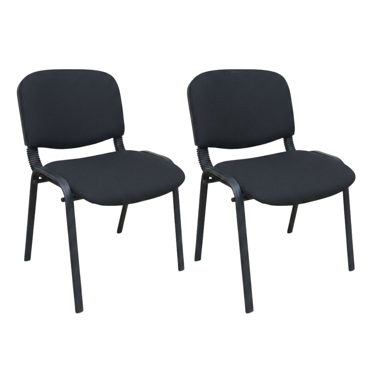 SMTE - Black Fabric Dining Chair - Padded Seat Metal Frame - Set Of 2