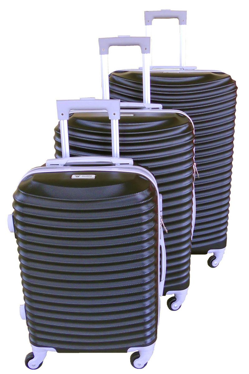 3 Piece Hard Outer Shell Lightweight Luggage Set - Black