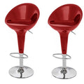High-back Bar Kitchen Counter Stools - Set of 2 – Wine Red Colour