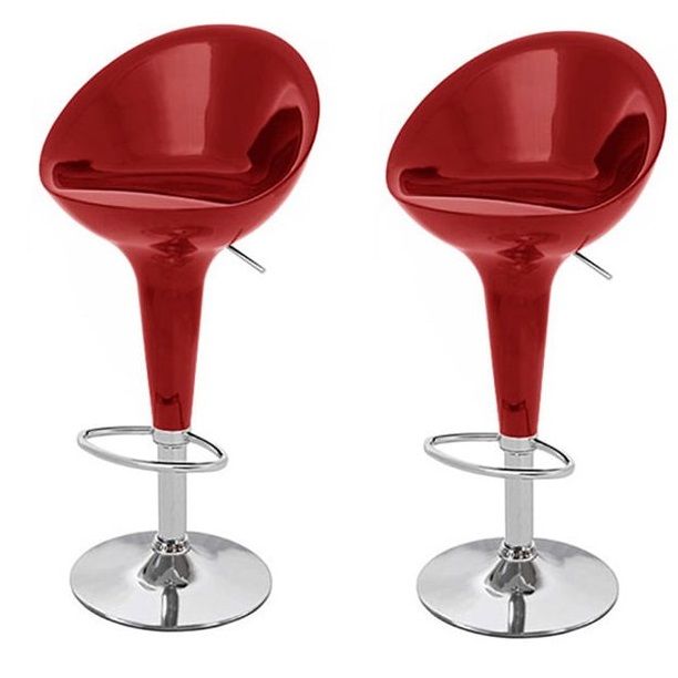 High-back Bar Kitchen Counter Stools - Set of 2 – Wine Red Colour