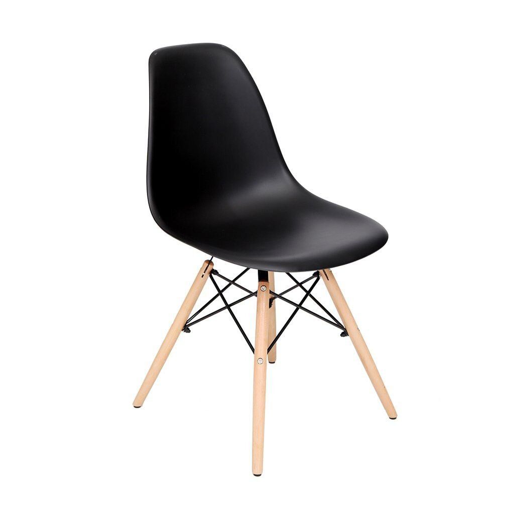 Dmart Cafe Chair Wooden Leg Chair - Black