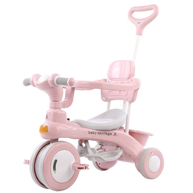 Kids Tricycle Stroller With Lights/Music & Canopy - Pink