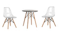 3 Piece Wooden Table and Clear Wooden Leg Chairs