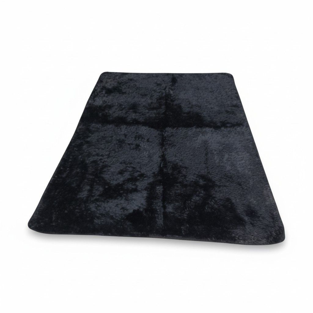 SMTE Fluffy Shaggy Rug - Ultra-Soft Foldable Area Carpet - Black