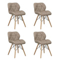 4 Piece Of Multifunctional Scandinavian Butterfly Design Ergonomic Chair Set - Brown