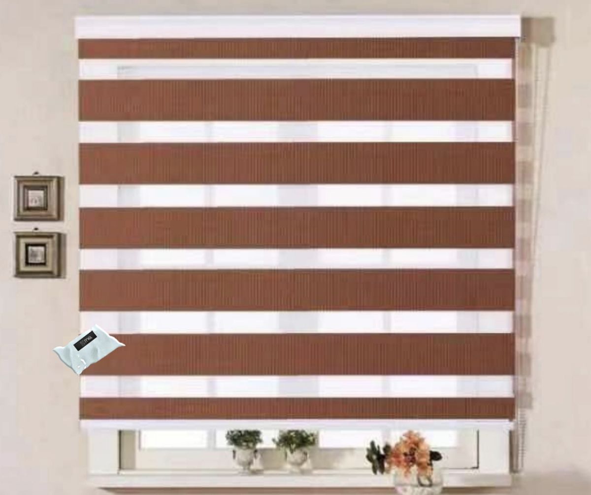 Mordern Readymade Quality Roller Blind ��� Textured Brown & IYWA Tieback - 220.0 L x 180.0 W cm