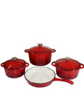 7 Piece Authentic Case Dutch Oven Cookware Pot Set- Red