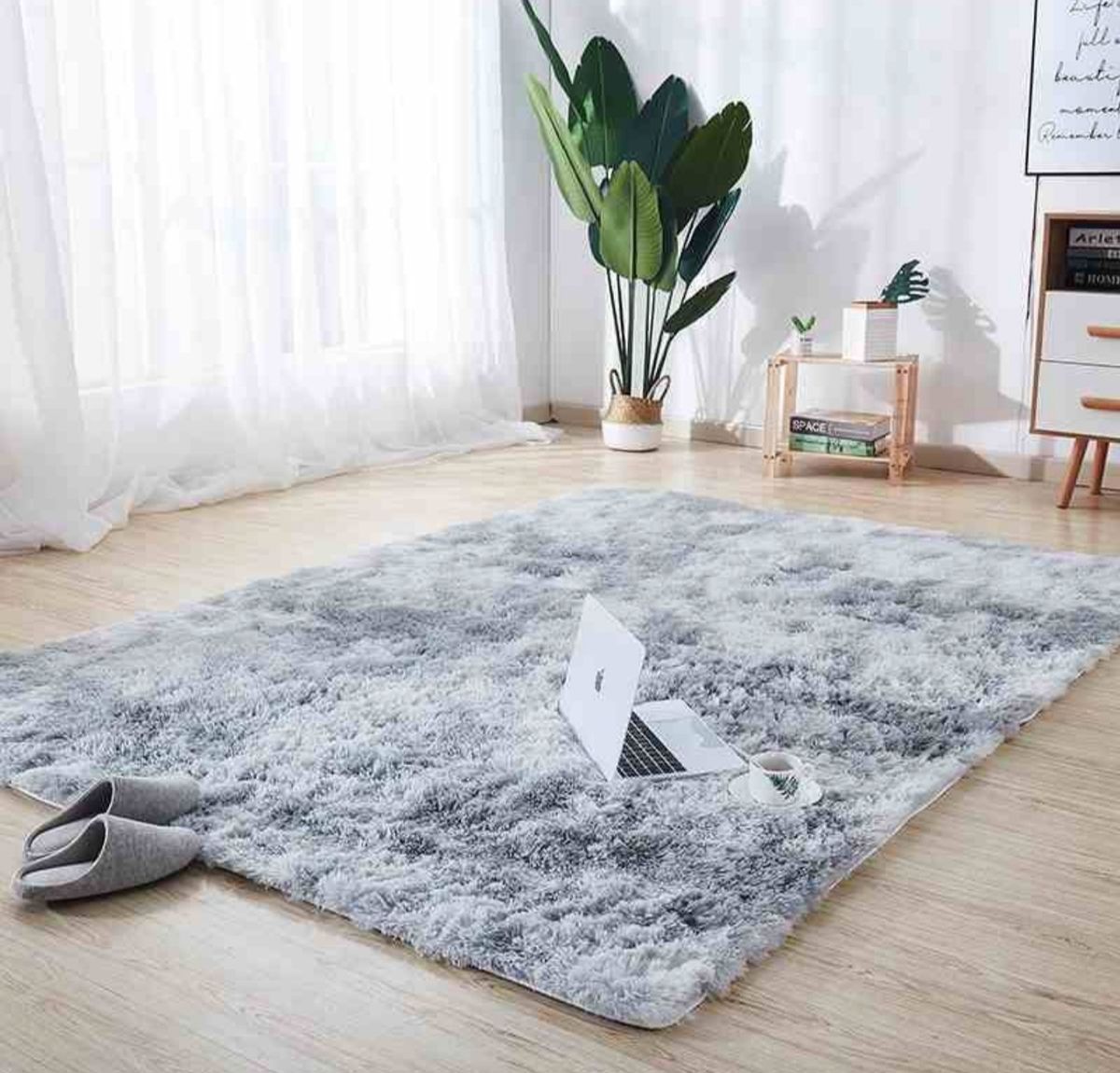 Fluffy Carpet/Rug Light Grey