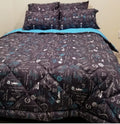 5 Piece Quilted Comforter Black Paris Set - Double