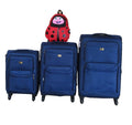 3-Piece Navy Fabric Luggage Set with Spinner Wheels & Red Ladybug Backpack