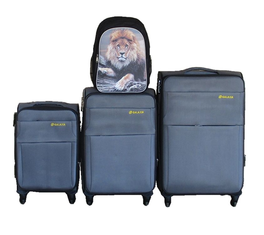 Galaxia 3-Piece Fabric Spinner Luggage Set with Lion Backpack