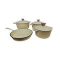 7 Piece Authentic Cast Iron Dutch Oven Cookware Pot Set - White
