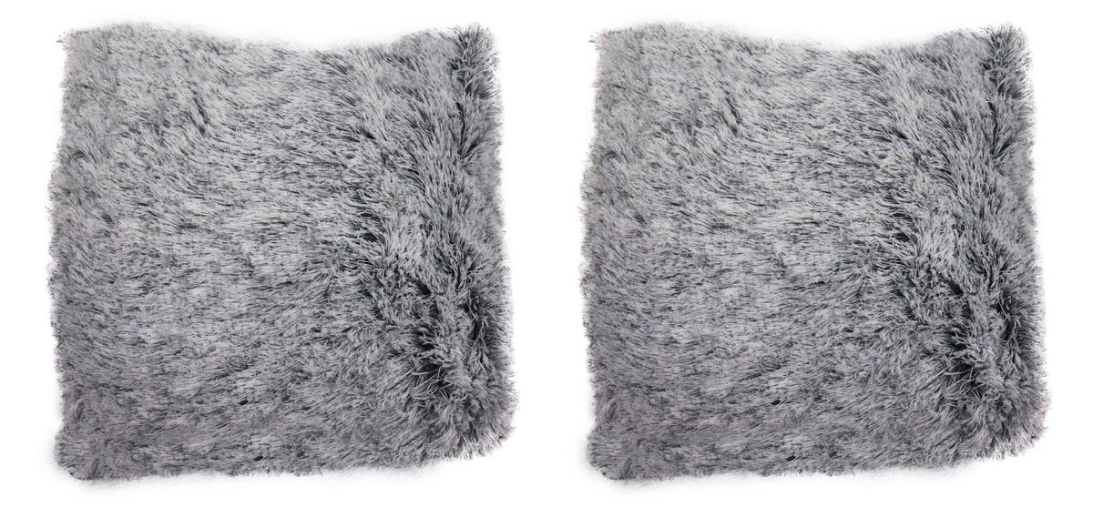 Colorful Faux Fur Cushion Set of 2 - Grey