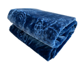 Queen Size Pure Mink Super soft Blanket Embossed Pattern - ROYAL BLUE