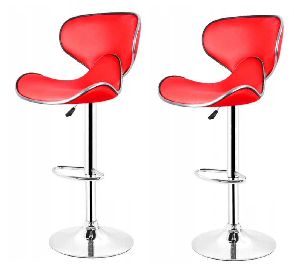 Bar Stools / Kitchen Counter Chairs - Pack of Two – Red Colour