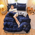 Striped Duvet Cover Set - Blue
