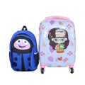 White Cartoon Girl , Kids Rolling Suitcase 4-Wheel HardShell +kid bag