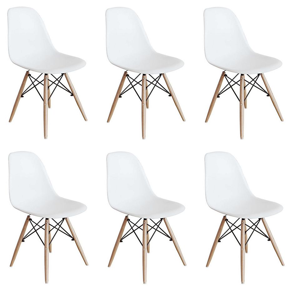 6 x Wooden Leg Chairs - White