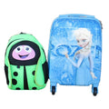 Disney Frozen Kids Rolling Suitcase-Blue 4-Wheel Hard Shell with Kid Bag