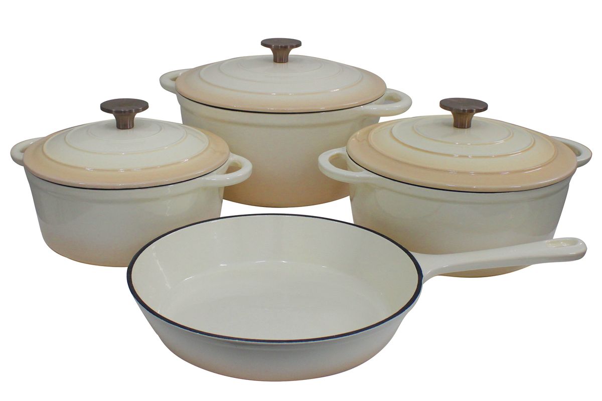 King Cuisine 7 Piece Glazed Cast Iron Dutch Oven Cookware Set