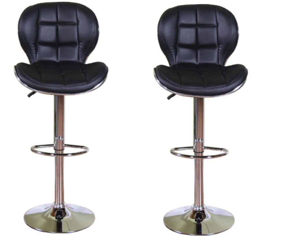 Bar Stools / Kitchen Counter Breakfast Chairs - Pack of 2 - Black
