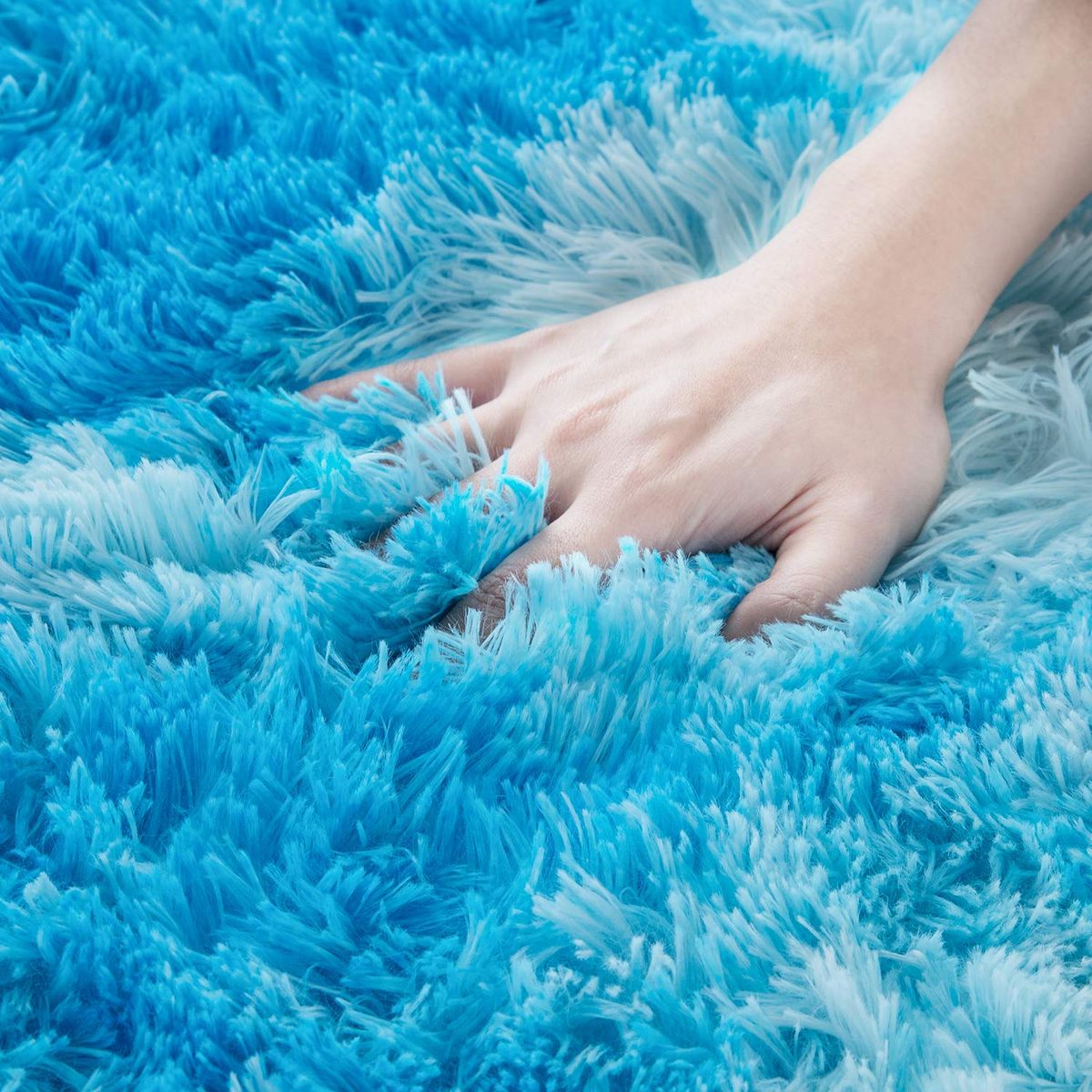 Fluffy Carpet Blue - Shaggy & Foldable Rug Blue 200 x 150